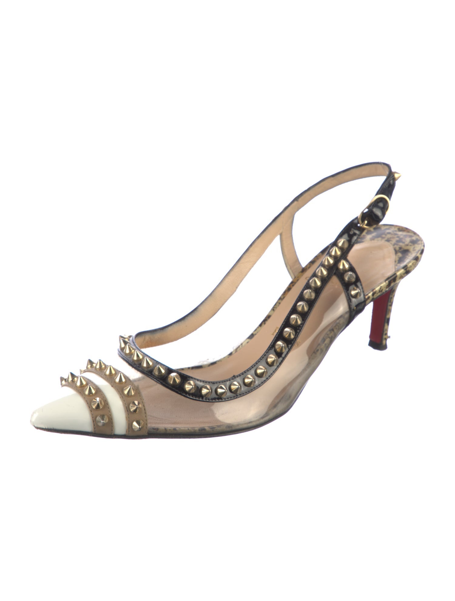 Christian Louboutin Spike Accents PVC Slingback Pumps