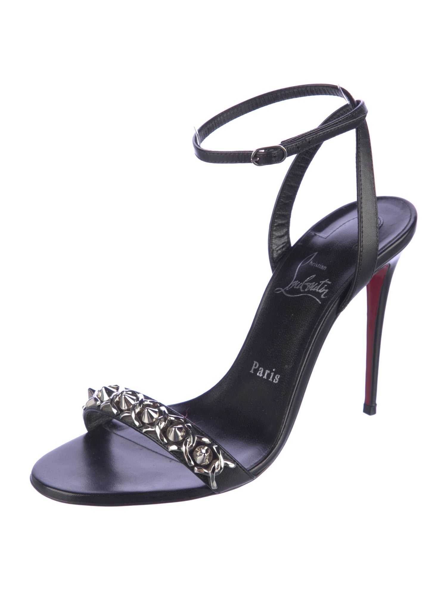 Christian Louboutin Spike Accents Leather Slingback Sandals