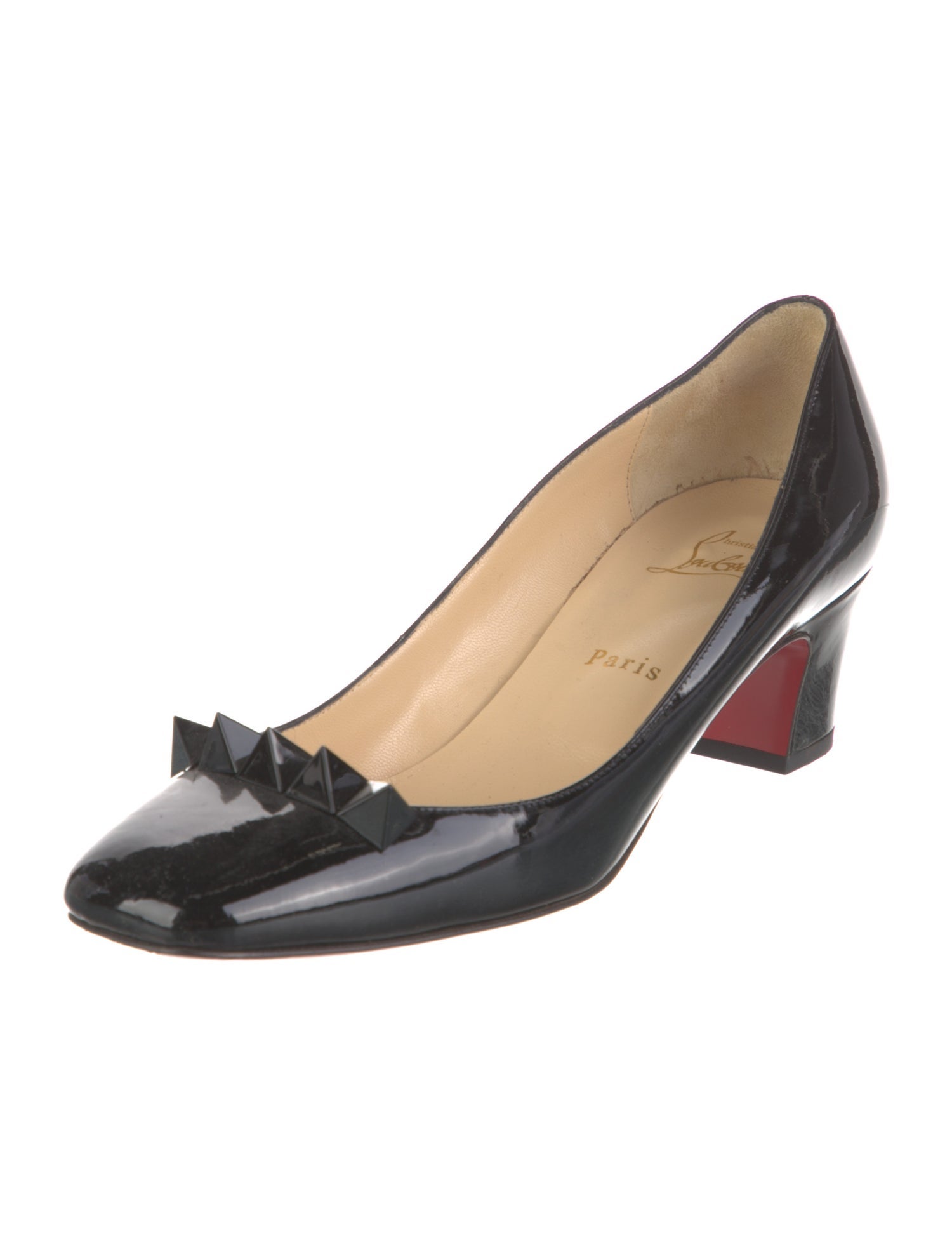 Christian Louboutin Patent Leather Studded Accents Pumps