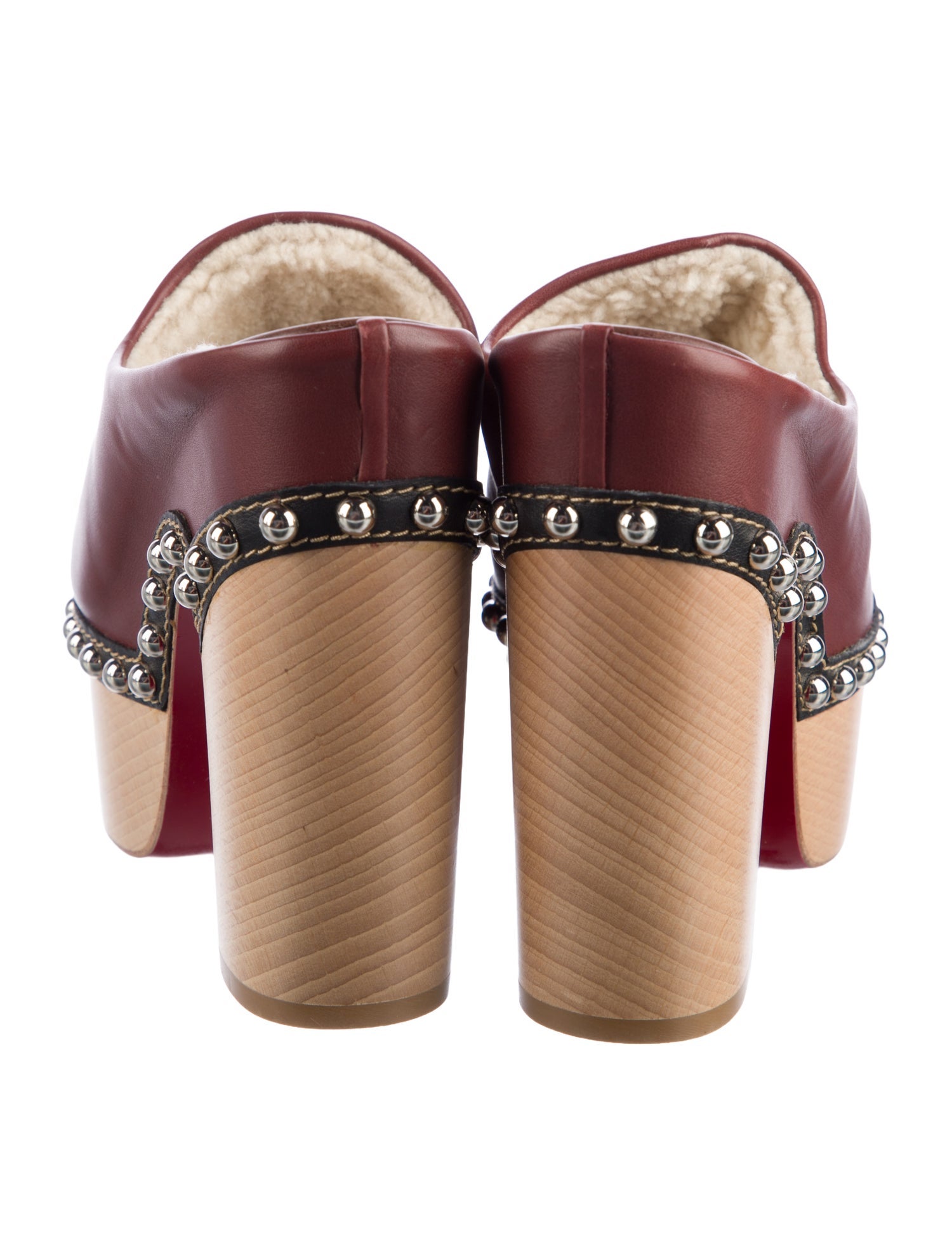 Christian Louboutin Leather Fur Trim Mules