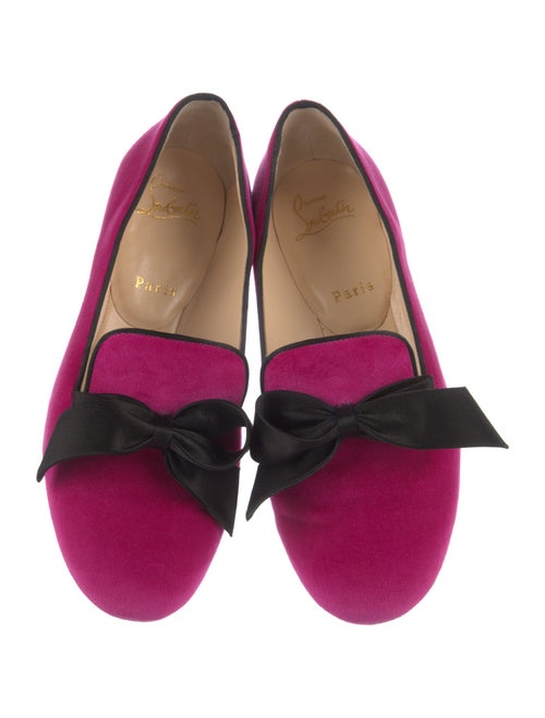Christian Louboutin Velvet Bow Accents Loafers