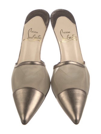 Christian Louboutin Leather Mesh Accents Mules