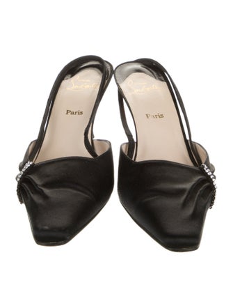Christian Louboutin Satin Crystal Embellishments Mules