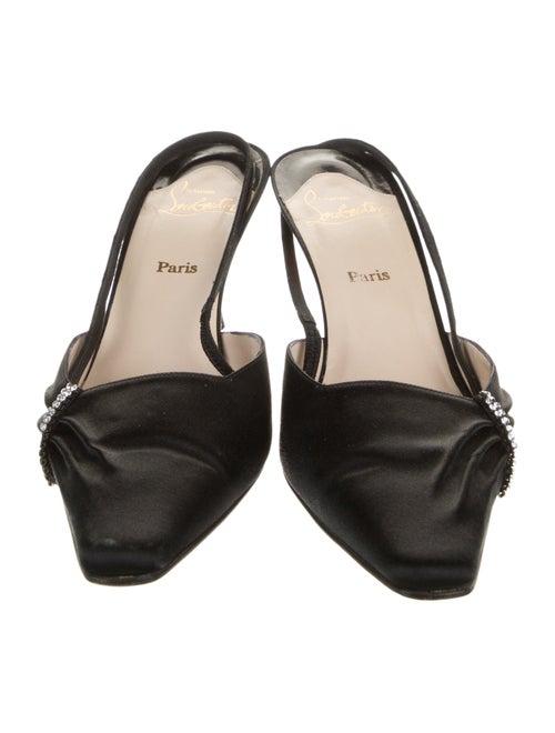 Christian Louboutin Satin Crystal Embellishments Mules