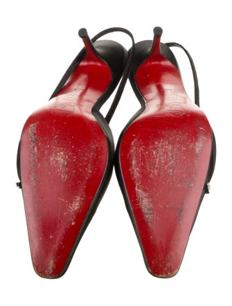 Christian Louboutin Satin Crystal Embellishments Mules