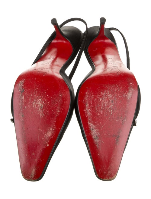 Christian Louboutin Satin Crystal Embellishments Mules