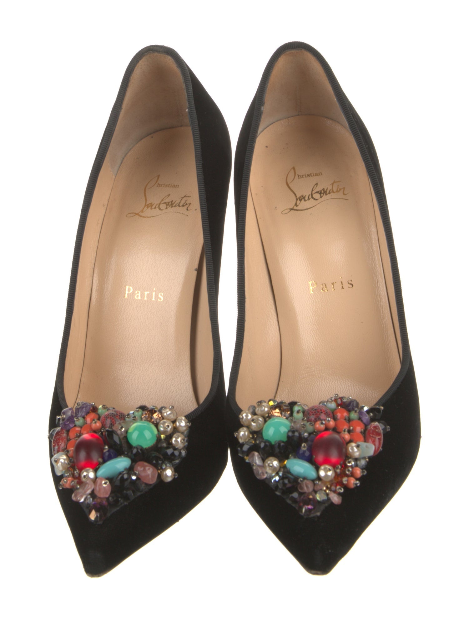 Christian Louboutin Velvet Crystal Embellishments Pumps
