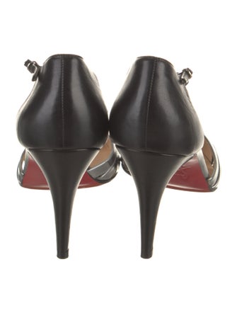Christian Louboutin Leather Cutout Accent T-Strap Pumps