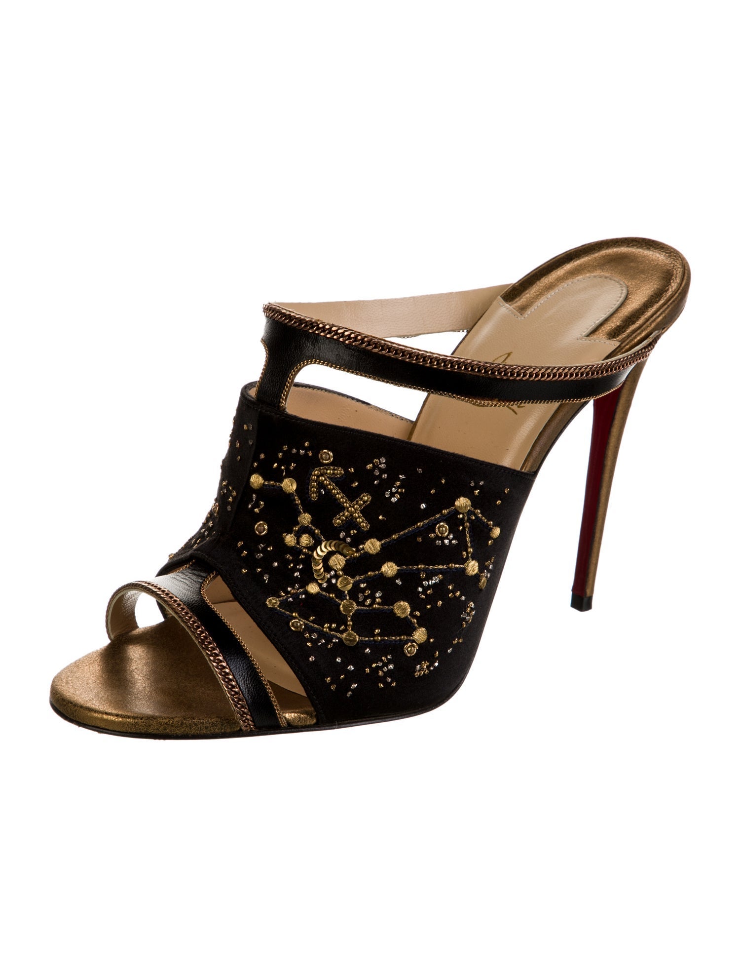 Christian Louboutin Satin Striped Slides