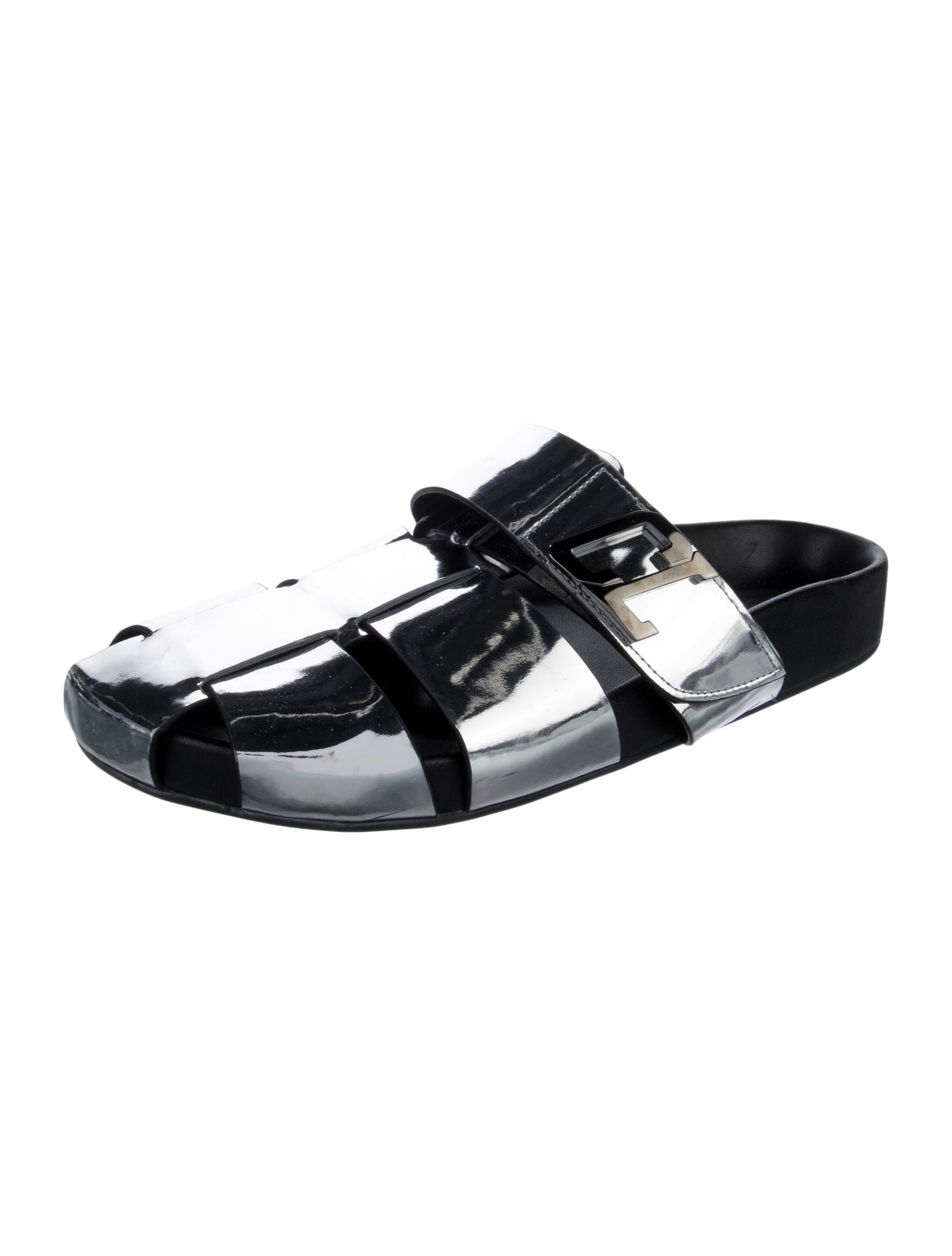 Christian Louboutin Patent Leather Cutout Accent Slides