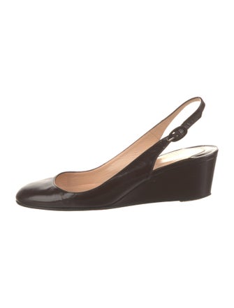 Christian Louboutin Spike Accents Patent Leather Slingback Pumps