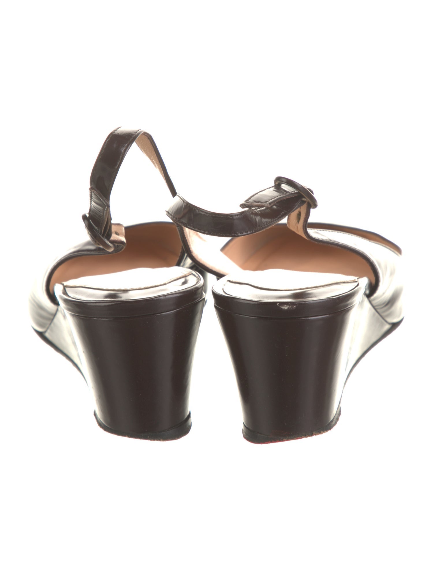 Christian Louboutin Spike Accents Patent Leather Slingback Pumps