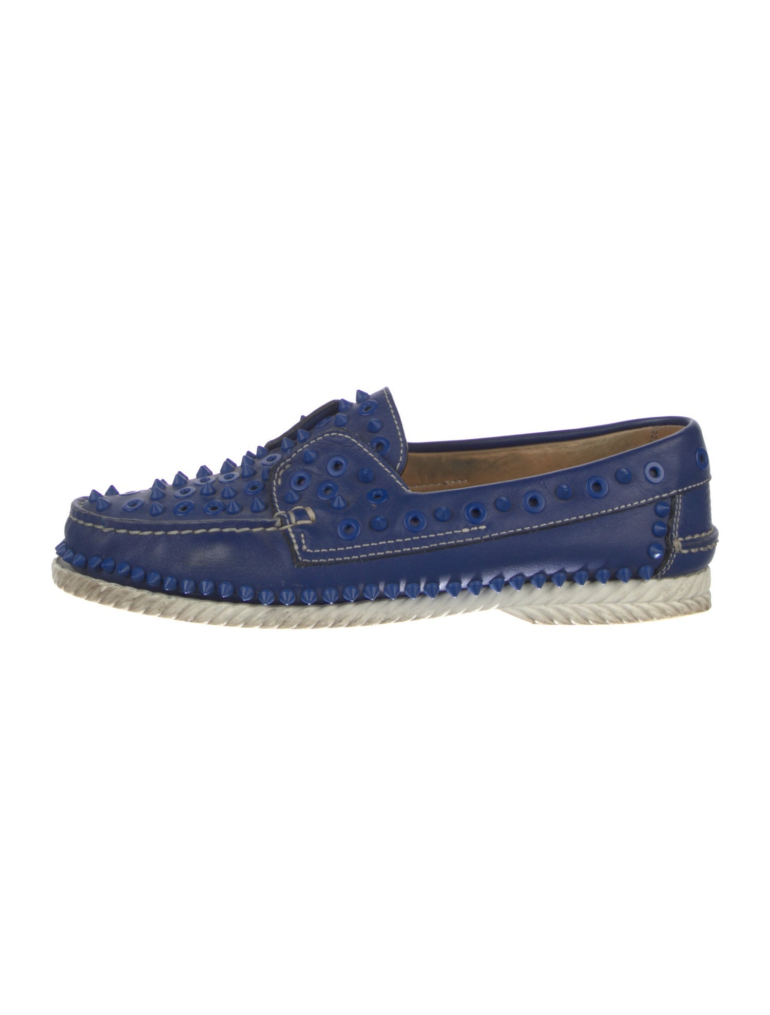 Christian Louboutin Spike Accents Leather Boat Shoes