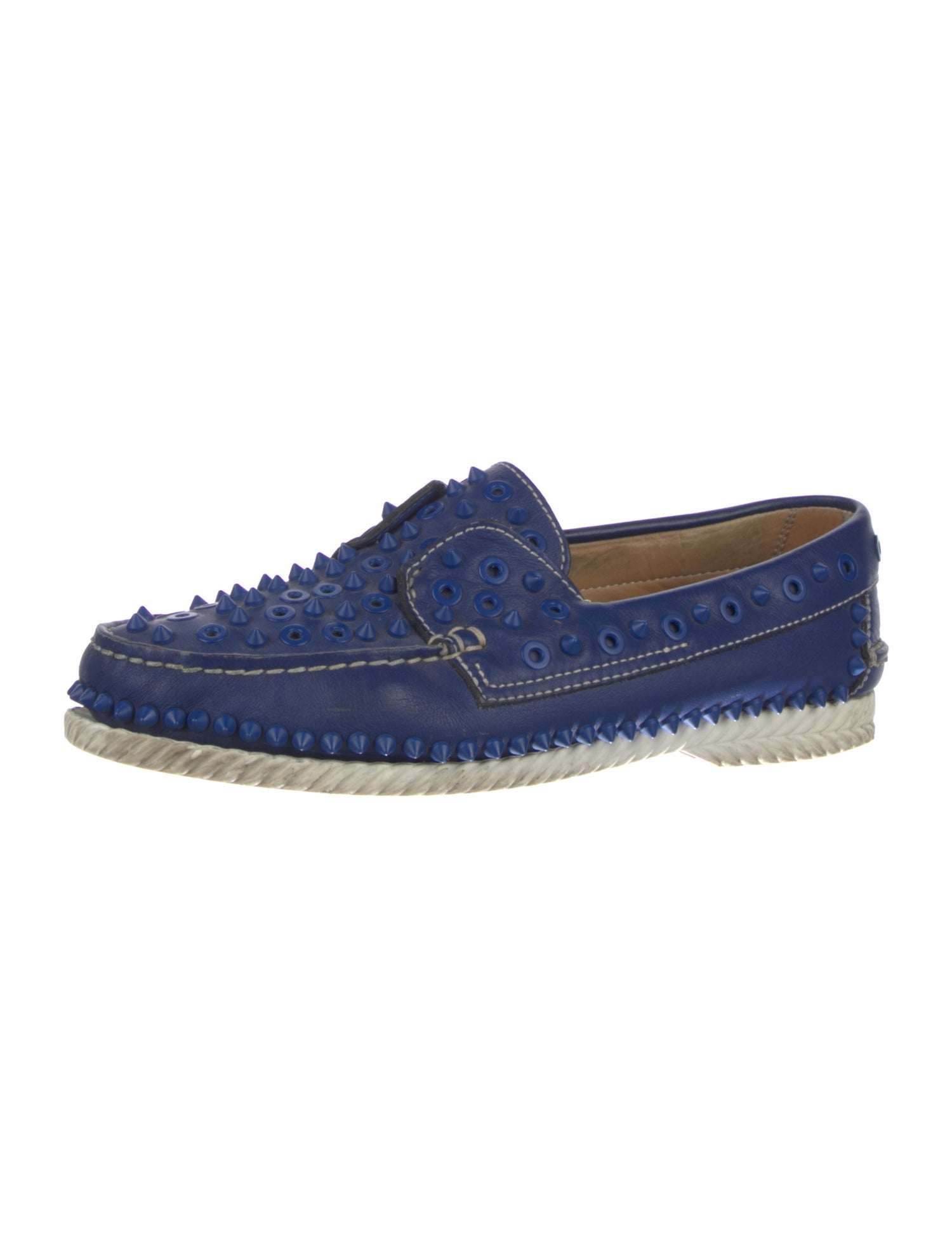 Christian Louboutin Spike Accents Leather Boat Shoes