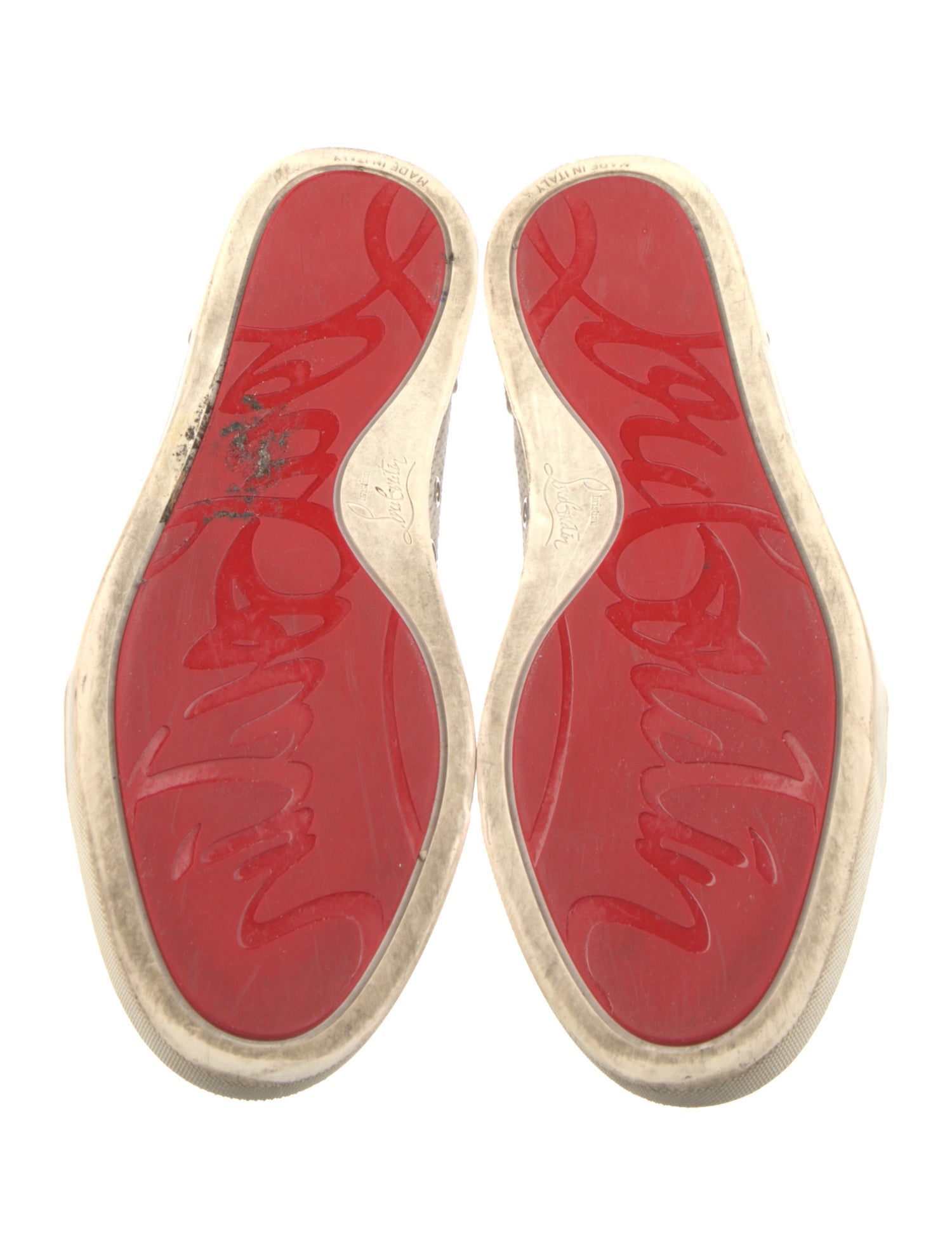 Christian Louboutin Spike Accents Colorblock Pattern Sneakers