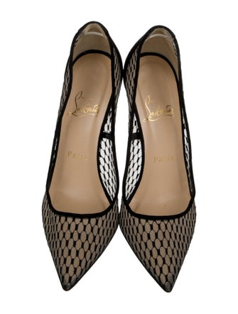 Christian Louboutin Mesh Leather Trim Embellishment Pumps