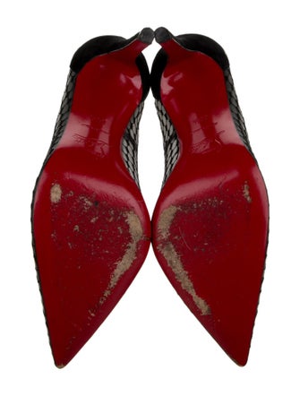 Christian Louboutin Mesh Leather Trim Embellishment Pumps