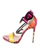 Christian Louboutin Patent Leather Printed Slingback Sandals