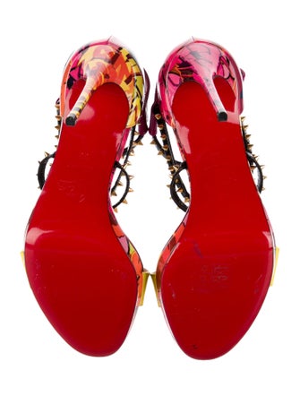Christian Louboutin Patent Leather Printed Slingback Sandals