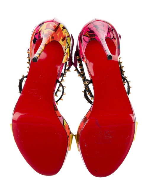 Christian Louboutin Patent Leather Printed Slingback Sandals