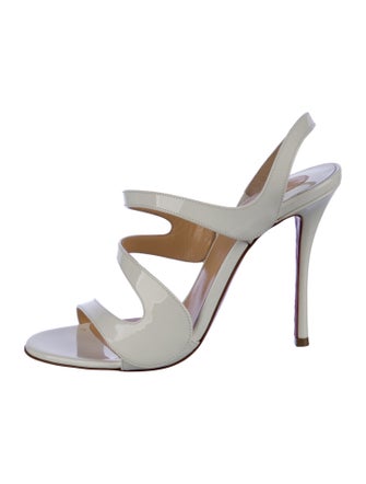 Christian Louboutin Patent Leather Cutout Accent Slingback Sandals