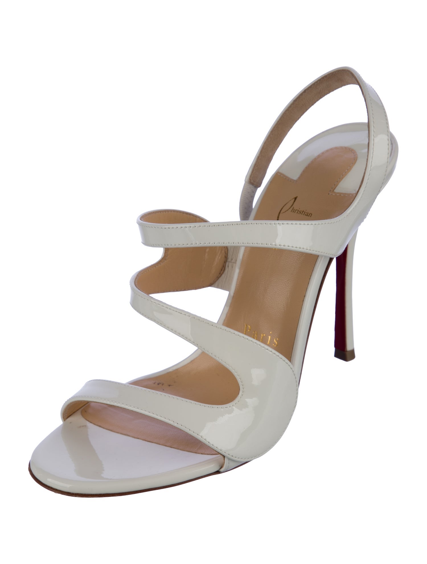 Christian Louboutin Patent Leather Cutout Accent Slingback Sandals