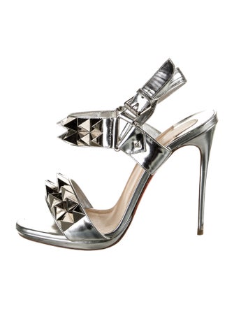 Christian Louboutin Leather Studded Accents Slingback Sandals