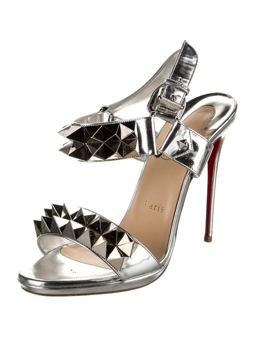 Christian Louboutin Leather Studded Accents Slingback Sandals