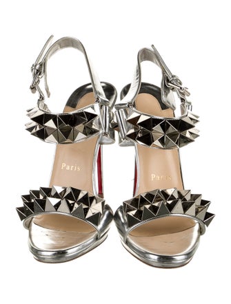 Christian Louboutin Leather Studded Accents Slingback Sandals