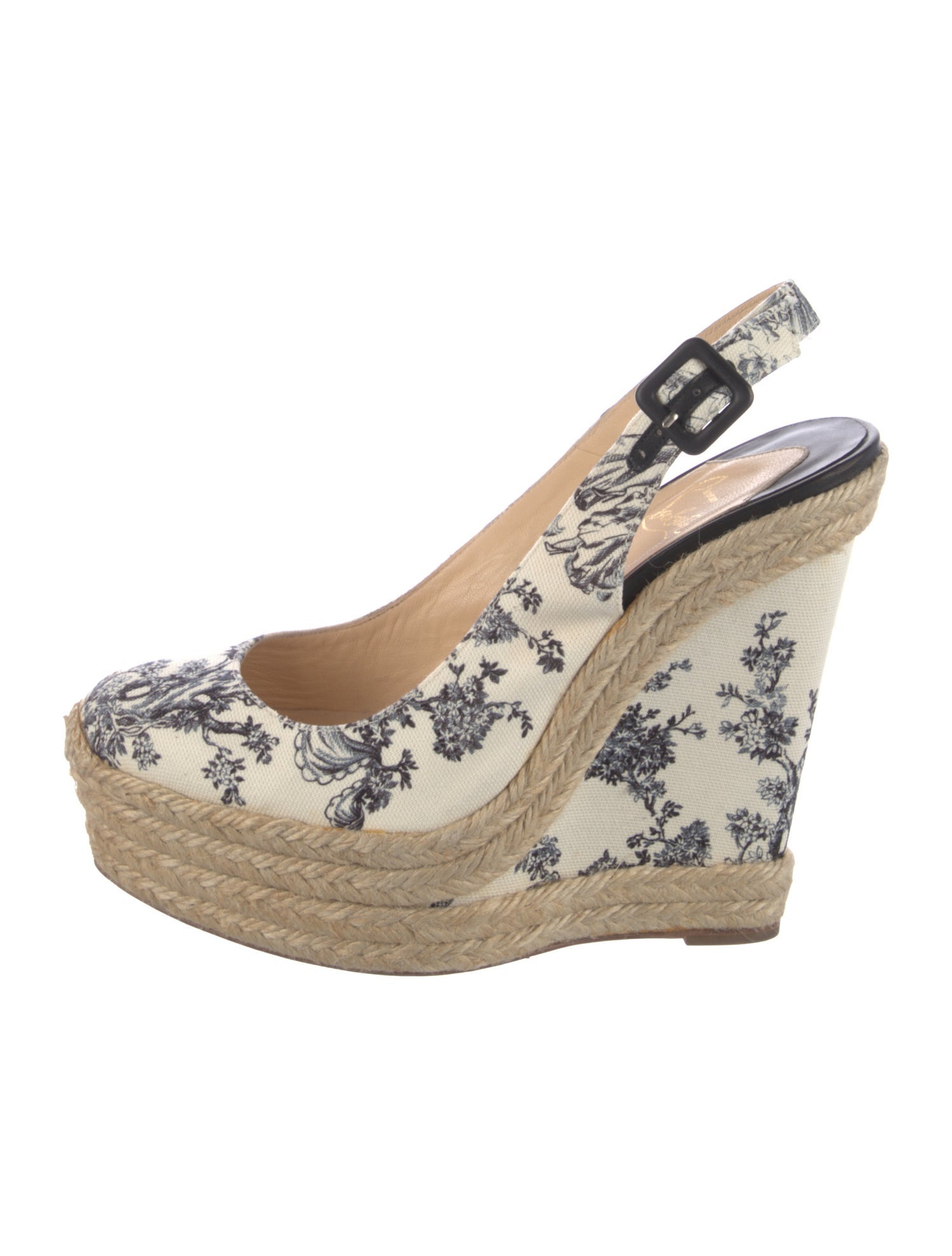 Christian Louboutin Canvas Floral Print Slingback Sandals