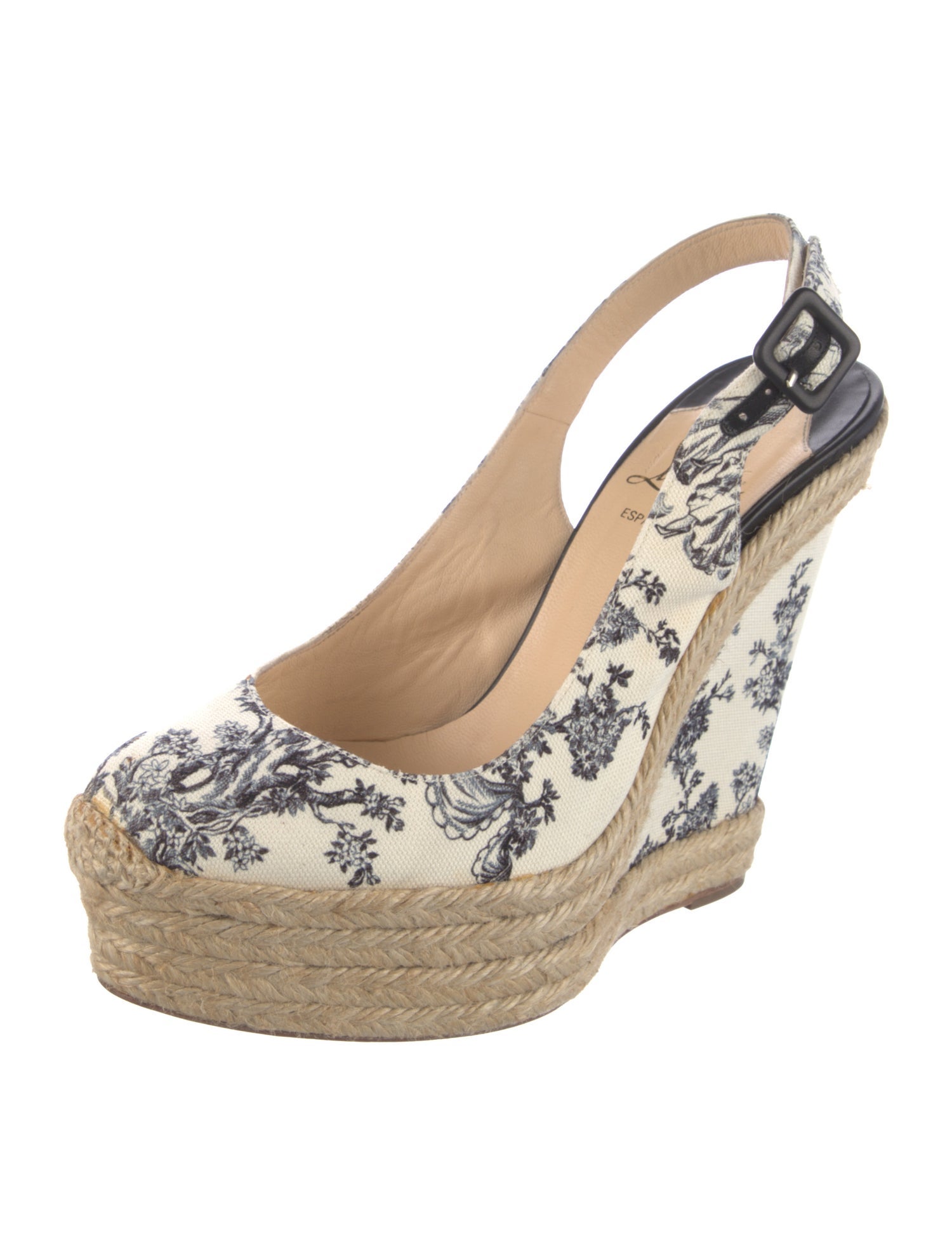 Christian Louboutin Canvas Floral Print Slingback Sandals