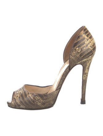 Christian Louboutin Leather Animal Print D'Orsay Pumps