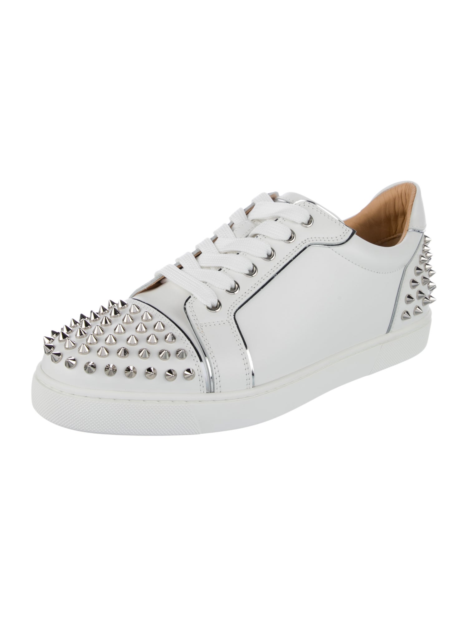 Christian Louboutin Leather Studded Accents Sneakers