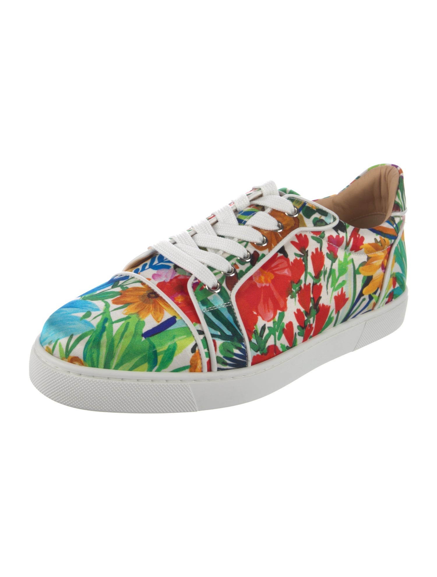 Christian Louboutin Satin Floral Print Sneakers