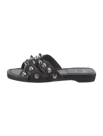 Christian Louboutin Spike Accents Leather Slides