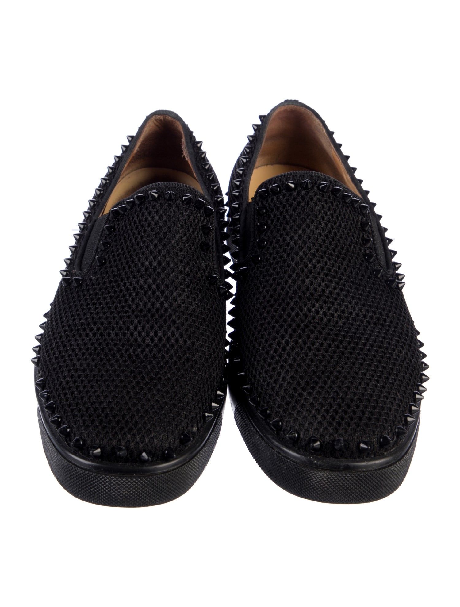 Christian Louboutin Spike Accents Mesh Boat Shoes