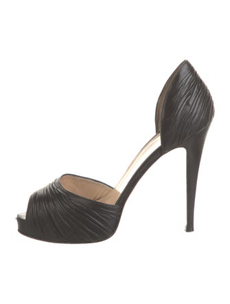 Christian Louboutin Leather Pleated Accents D'Orsay Pumps