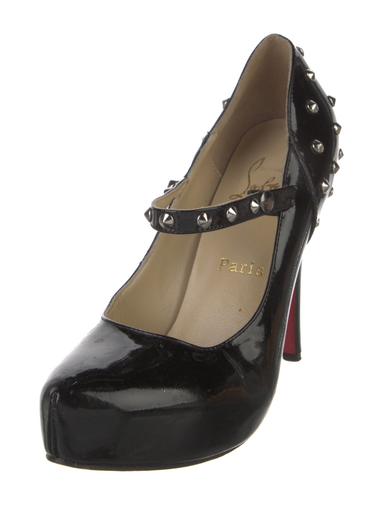 Christian Louboutin Spike Accents Patent Leather Pumps