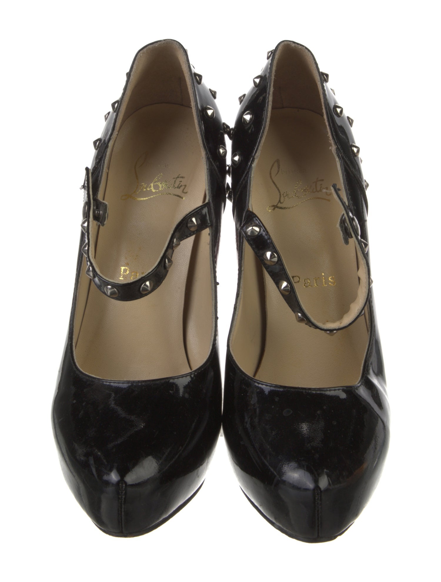 Christian Louboutin Spike Accents Patent Leather Pumps