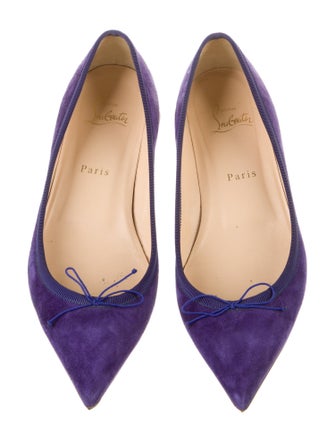 Christian Louboutin Suede Bow Accents Ballet Flats