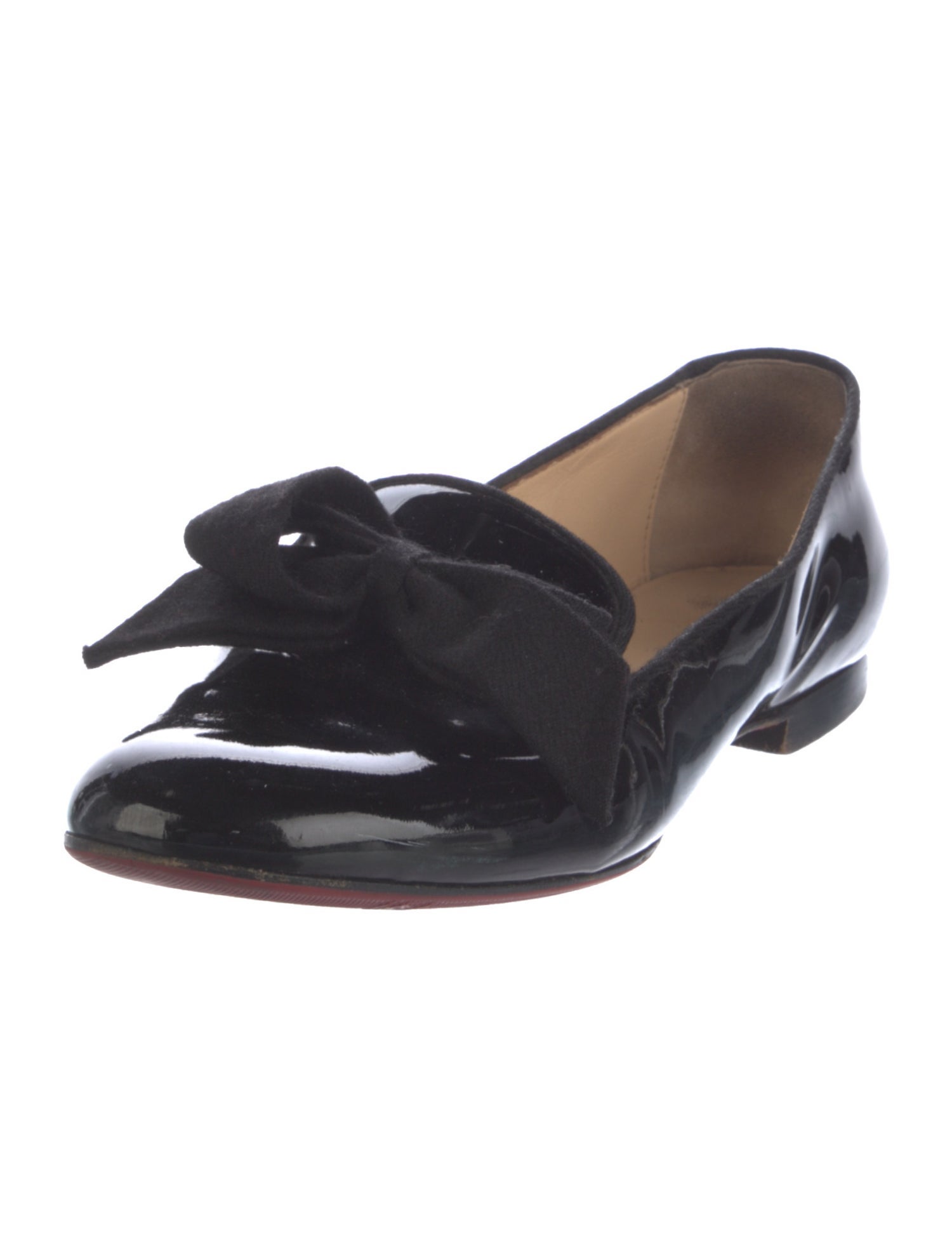 Christian Louboutin Patent Leather Bow Accents Loafers