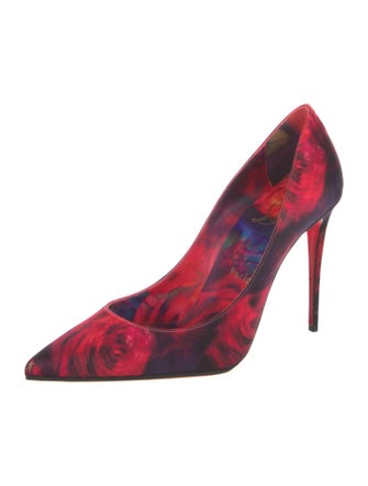 Christian Louboutin Satin Floral Print Pumps