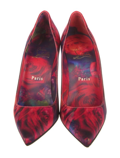 Christian Louboutin Satin Floral Print Pumps