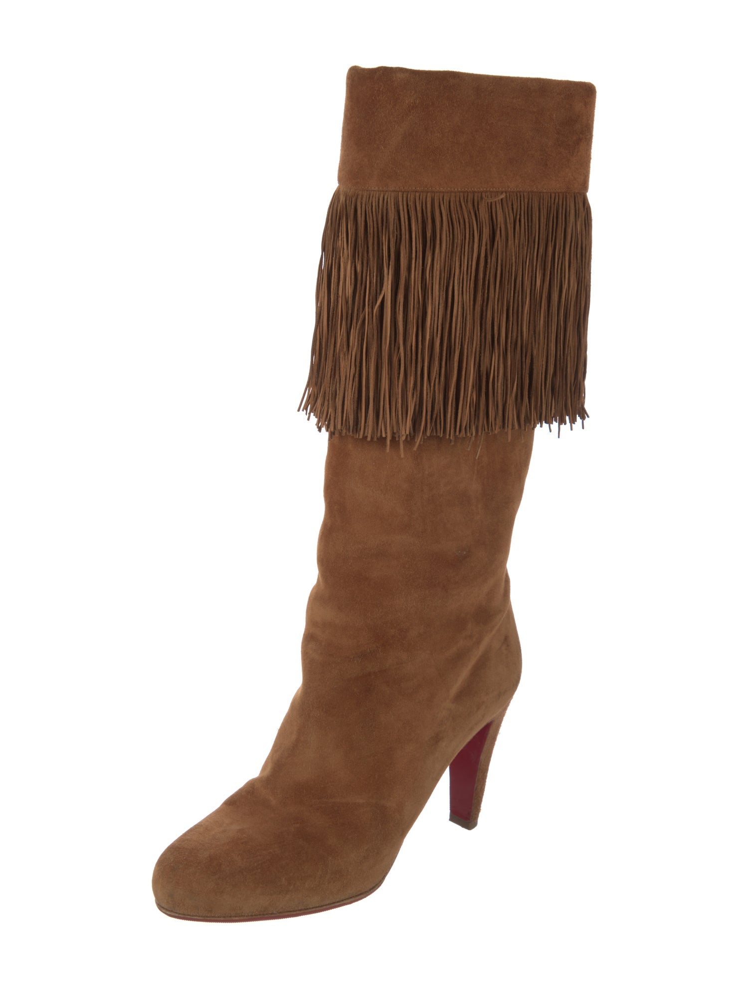 Christian Louboutin Suede Fringe Trim Accent Boots