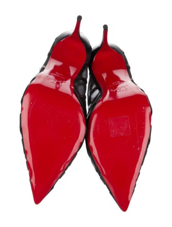 Christian Louboutin Mesh Leather Trim Embellishment Pumps