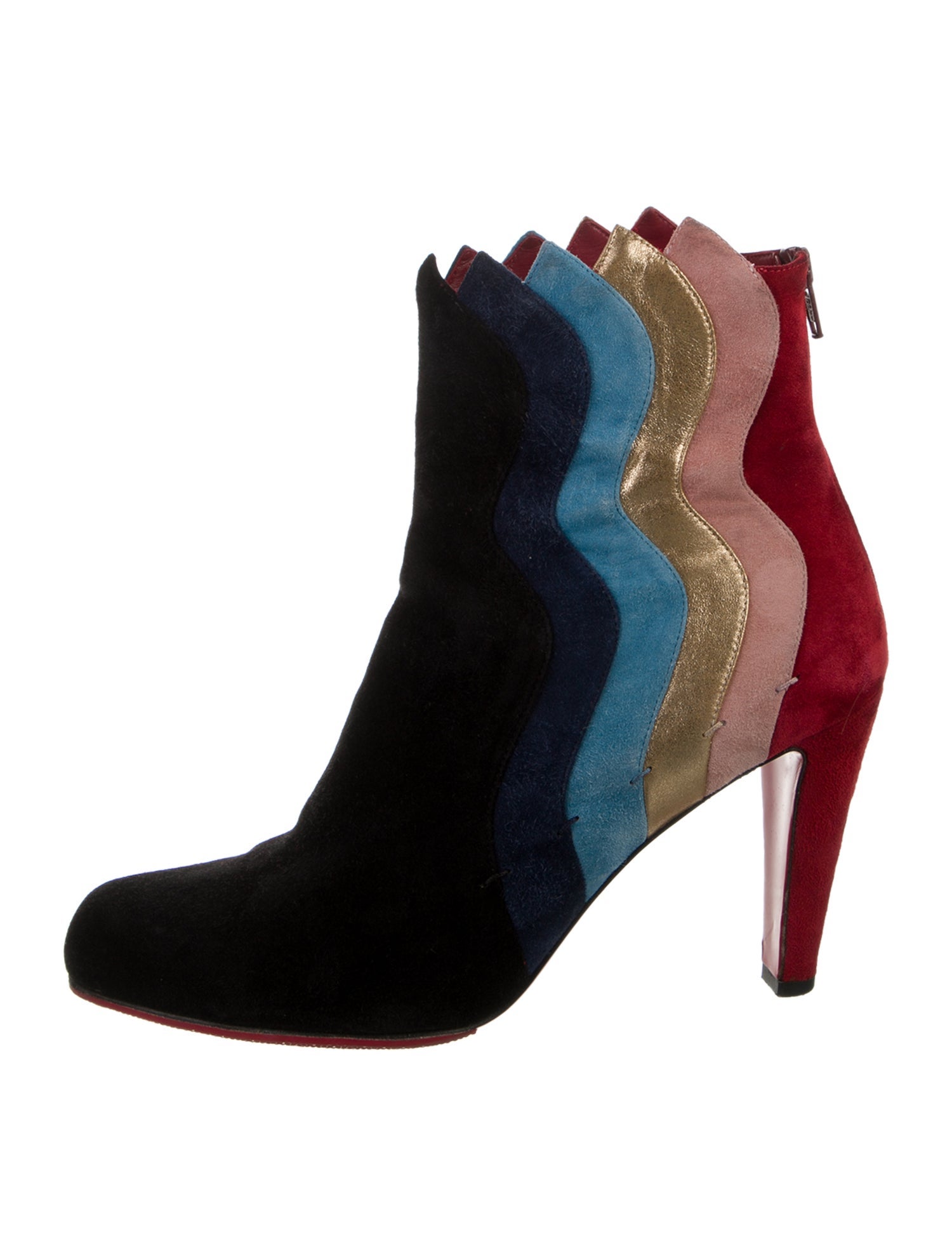 Christian Louboutin Suede Colorblock Pattern Boots