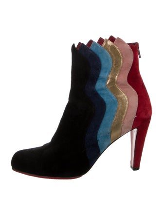 Christian Louboutin Suede Colorblock Pattern Boots