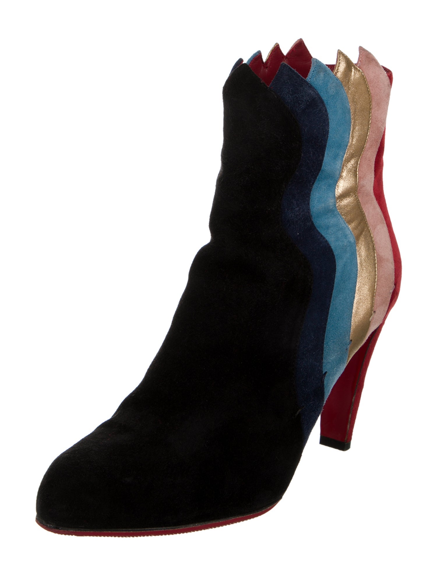 Christian Louboutin Suede Colorblock Pattern Boots