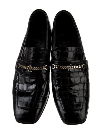 Christian Louboutin Embossed Leather Chain-Link Accents Pumps