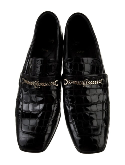 Christian Louboutin Embossed Leather Chain-Link Accents Pumps